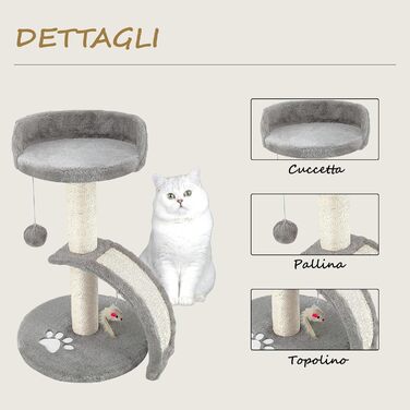 Дерев'яний кігтеточка для котів Beltom® Kratzbaum 54 см, сірий