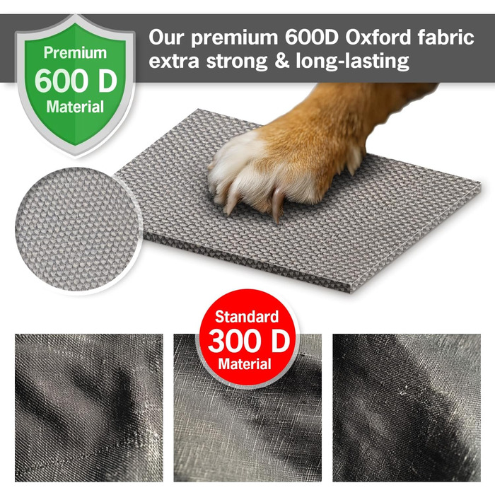 Килимок для собак великих порід 110x90 см - Міцний матеріал Oxford 600D, водовідштовхувальний, XXL, 10 см висоти, двосторонній, для використання на вулиці - Сірий 110x90x10 см