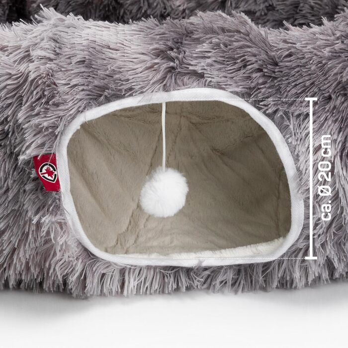 Преміум тунель для котів CUBI від CanadianCat Company: XXL з місцем для сну та м'яким лежанком, підходить для великих котів, темно-сірий, 100 x 80 x 26 см