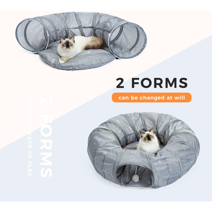 PAWZ Road Тоннель для котів Upgrade, сірий, сучасне ігрове приладдя для котів