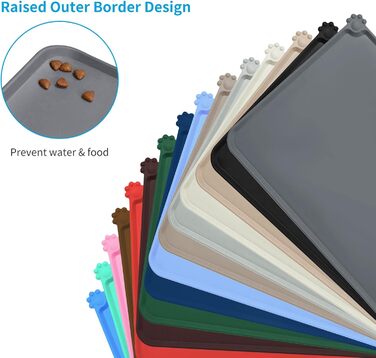 Силиконовий килимок для годування собак та котів AUDWUD, вологостійкий, антиковзний, 71x46 см, сірий