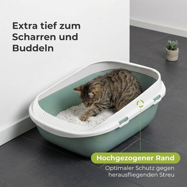 Гігантський закритий лоток для котів XXL Jumbo (65 см) з бортиком та совком, колір agave