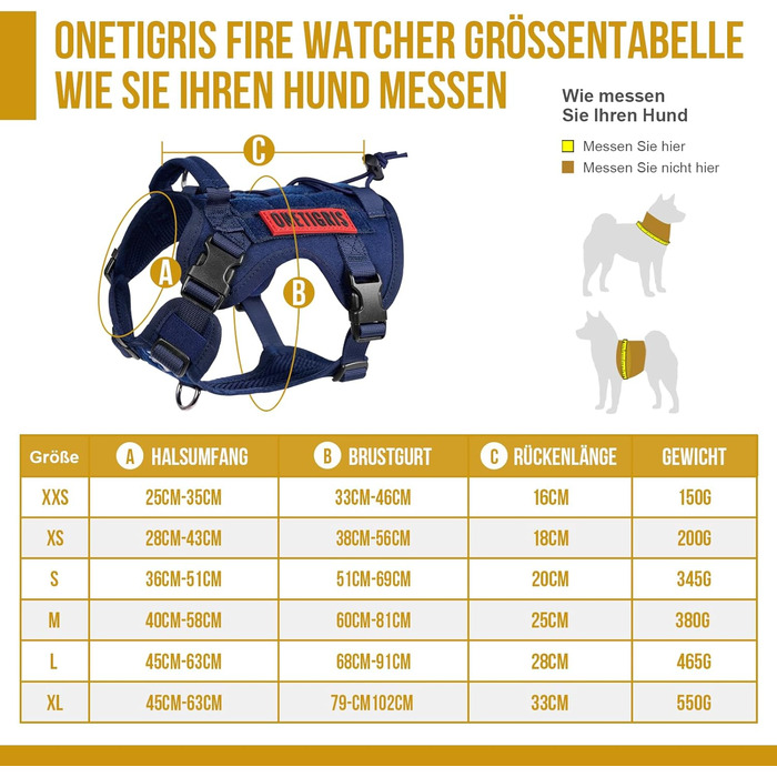 Шлея для собак OneTigris FIRE WATCHER, тактична, нейлон 1000D, з ручкою та 2 D-кільцями, безпекова, синя, розмір XS