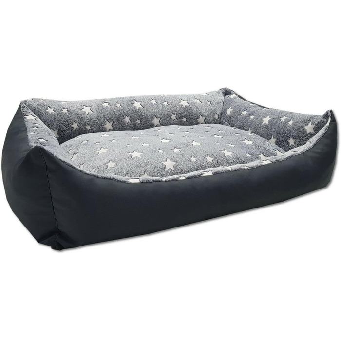 Ліжко для собак Odolplusz з двостороннім подушкою 100x70 см | Зручне собаче ліжко | Подушка з гіпоалергенного поліуретану (Сірий - Зірки)