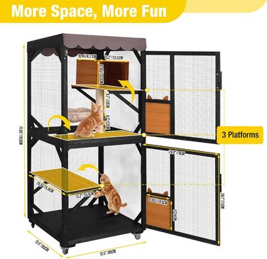 Кітче (Catio) для котів X-ZONE: вулиця, будинок, ліжко, дряпка, 80x80x182.5 см (сірий)