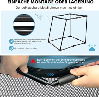 Складана переносна переносна коробка для собак Snagle Paw, стабільна переносна коробка для заднього сидіння автомобіля з підголовником, металевий каркас, переносна коробка для задньої частини автомобіля для середніх/великих собак, переносна коробка з сітч