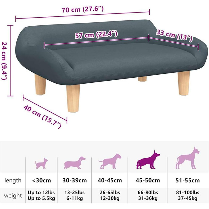 Килимок для собак, м'який лежак для тварин, лежанка-софа для маленьких собак, котів, тканина (темно-сірий)