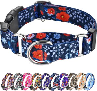 Нашийник для собак Hikiko Martingale, класичний, міцний, надійний, для малих, середніх та великих собак, розмір L (Plum Blossom, Medium)