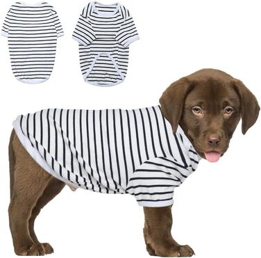 Пуловер для собак - тонкий, середнього розміру, стильний, з принтом, для маленьких собак, еластичний, для Французького бульдога (червоний), червоно-білий (L, чорно-білий)