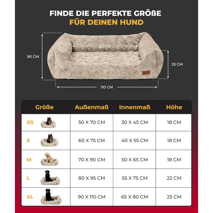 Ортопедичне ліжко для собак HS-Hundebett® Deluxe Exklusiv S (60x75 см) з Memory Foam, антиковзаючою основою та можливістю прання. Виготовлено в Німеччині (пісочний колір)