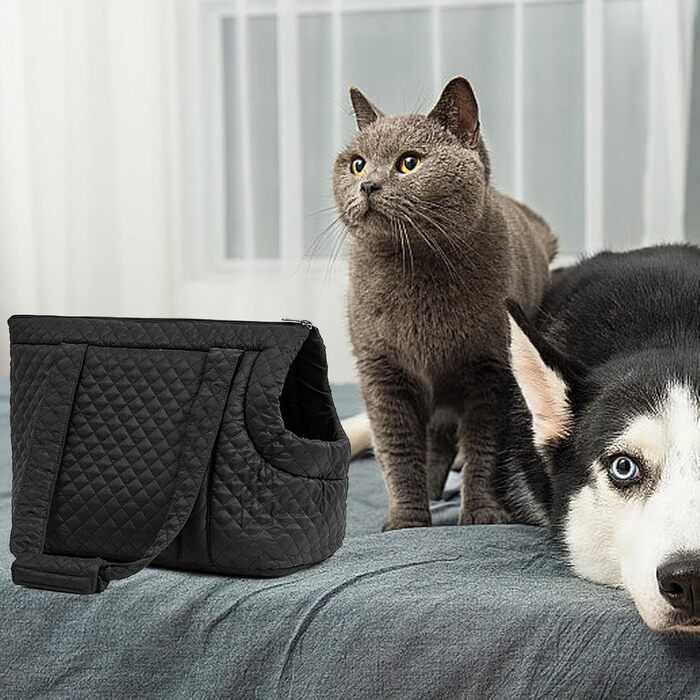 Чорна сумка-переноска для собак та котів: легка, бавовняна, для цуценят та кошенят