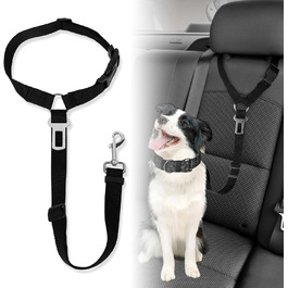 Автомобільний ремінь безпеки для собак, поводок для собак у авто, кріплення до підголівника, міцний поводок, шлейка для собак, котів та домашніх тварин (Чорний)