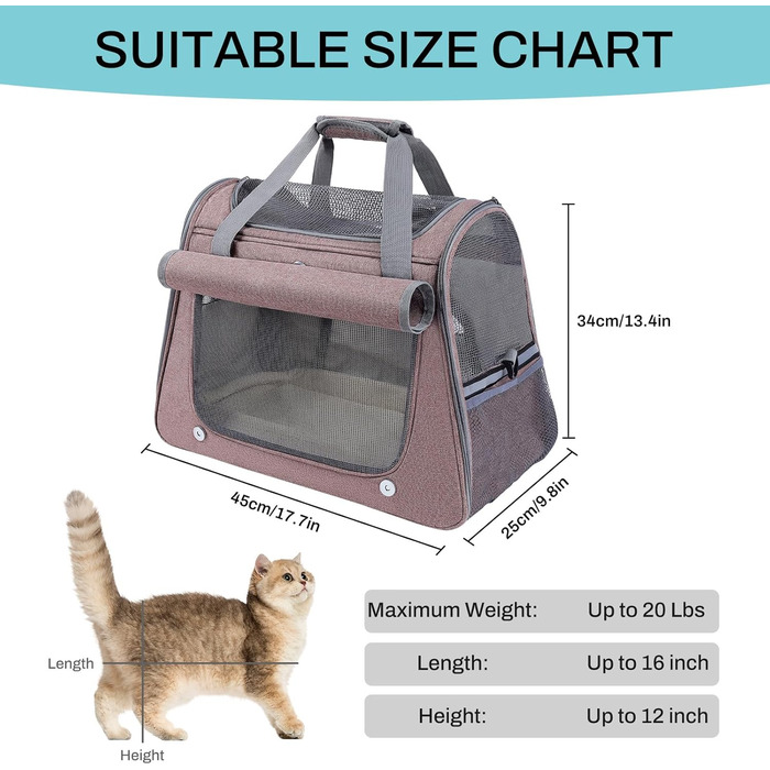 Транспортна сумка для котів та дрібних собак YooxArmor, 45x25x34 см, до 9 кг, червона