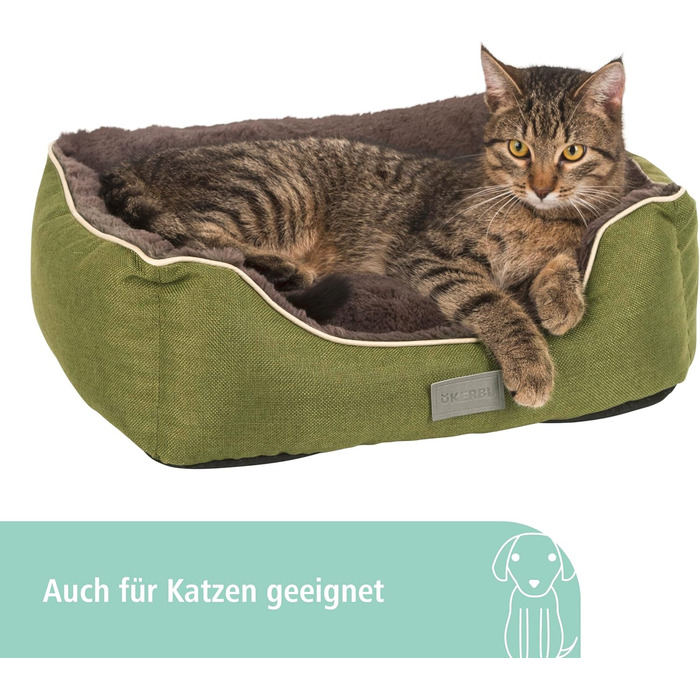 Ліжко для домашніх тварин Kerbl Samuel: м'яке ліжко для собак та котів, сірого кольору, 50x40x15 см, знімний двосторонній подушкою, бавовна, можна прати при 30°C