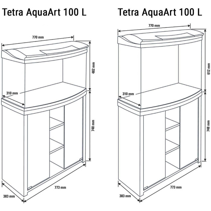 Тумба для акваріума Tetra AquaArt Evolution Line 100/130 л, антрацит, з матовим склом і простором для техніки