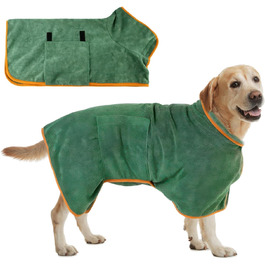 Швидковисихаючий халат для собак з мікрофібри, для малих, середніх та великих тварин, регульований, для собак та котів вагою 13,6–23,6 кг (M)