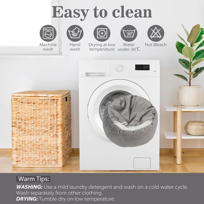 Кругле ліжко для собак та котів, Ø 60 см, сіре, до 12 кг, з ковдрою