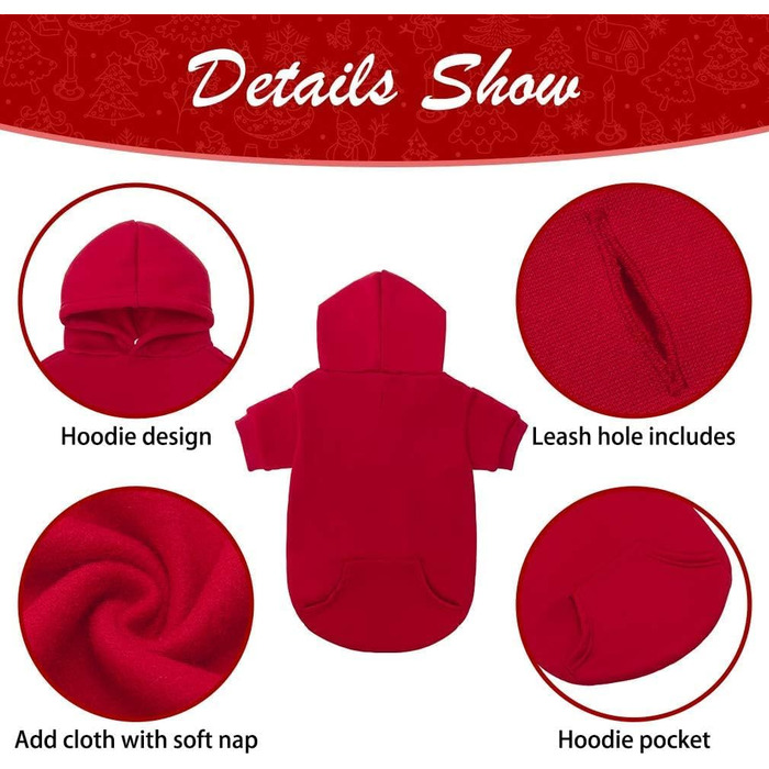 Теплий пуловер з капюшоном для собак Kooltail – м'який, теплий, з отвором для повідка та кишенею. Зимовий одяг для собак малих, середніх та великих порід, цуценят. Червоний колір, X-Large/XX-Large (упаковка 1)