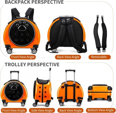 Рюкзак для тварин PETCUTE, розкладний, до 7.5 кг, з підкладкою, гарна вентиляція, для собак та котів, ідеальний для подорожей та прогулянок (Помаранчевий)