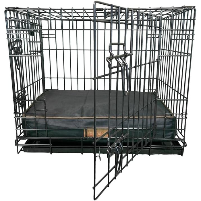 Ліжко для собак Ellie-Bo, розмір S, 56 x 41 x 10 см, чорний з коричневими паспалями. М'який матрац, водовідштовхувальний матеріал Oxford, наповнювач: поліестер. Підходить для клітки 61 см