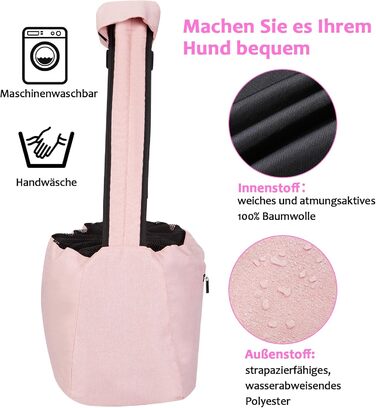 Сумка-переноска для собак Ownpets до 11 кг з підкладкою на плече та передньою кишенею, рожева