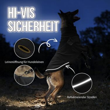 Пуловер для собак OneTigris, теплий флісовий одяг з петлями для ніг та отвором для повідка, зручний для вигулу, чорний, L (20-30 кг), XL (27-41 кг, обхват грудей 77 см, обхват шиї 60 см)