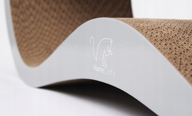 Дряпалка для котів HomeCatty, сіра, до 60 см, картонна, 2 рівні