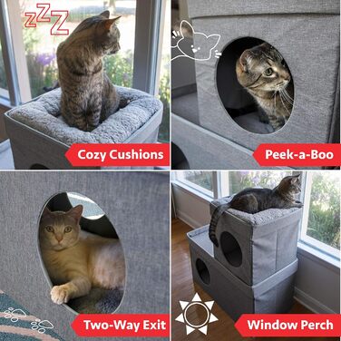 Великий багатофункціональний котячий будинок Kitty City: куб, кондо, пуф, складане ліжко