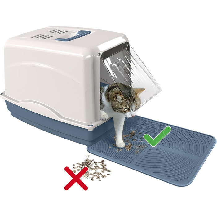 Килимок для котячого туалету з антиковзким ситом, свиняча сітка, 46x36x3 см, Made in Italy (Jolly Blau)