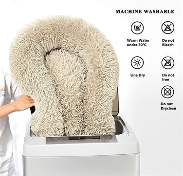 М'яке кругле ліжко для собак та котів Lukery з плюшу, зручне лежанка-пончик для собак та котів, м'яке ліжко для собак з плюшу для маленьких, середніх та великих тварин (110см, Темно-коричневий)