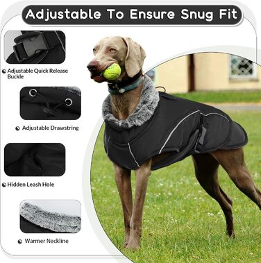 Зимовий теплий одяг для собак великих порід: куртка та пуловер (XXL, чорний)