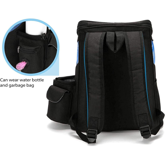 Рюкзак для тварин Lucasng з дихаючої сітки, з блискавкою зверху, для собак та котів, подвійна плечова сумка, легкий, регульований, переноска для котів та собак (Чорний/Червоний, S)