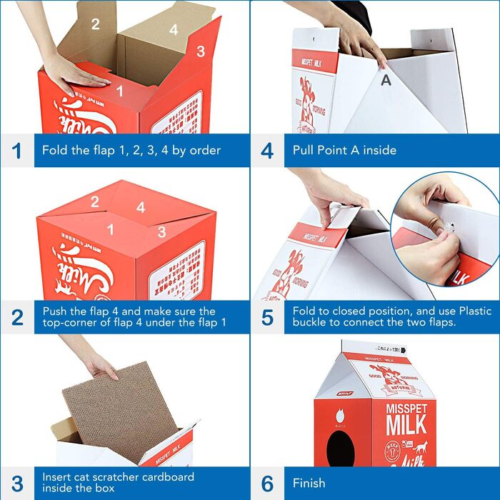 Будиночок для котів ScratchMe з картону, чорний, будиночок-коробка для котів середніх розмірів, 33x32x56 см