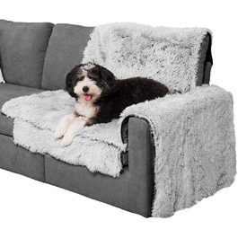 Захисний плед для меблів Furhaven Snuggly Spot, довге штучне хутро, кутовий, сірий, один розмір, машинне прання