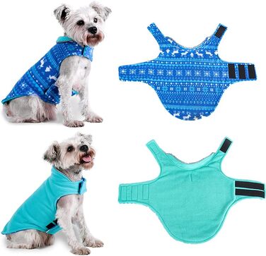 Флісовий теплий жилет для собак ABRRLO, світловідбиваючий, для маленьких та середніх собак, реверсивний, синій, XXL