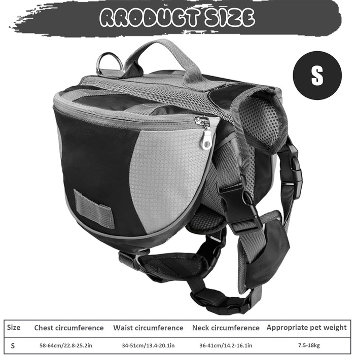 Рюкзак для собак Nankoyal з бічними кишенями, регульоване оснащення, для кемпінгу, подорожей, міста та авто