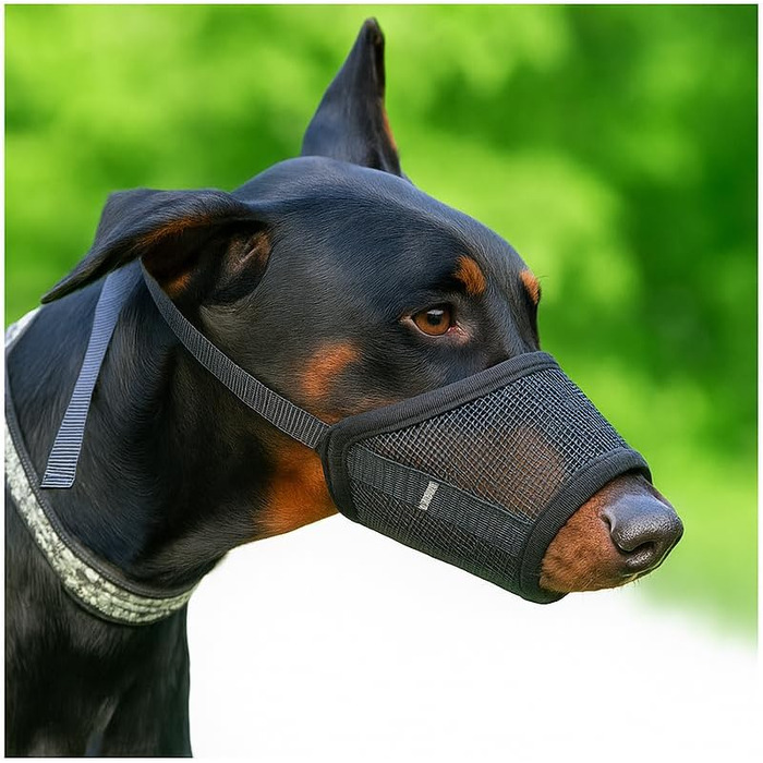 Майорчик для собак великих порід Flintstone – м'який майорчик з Air Mesh | дихаючий намордник для собак | намордник від укусів та ковтання | безшумний намордник для собак, 22.9 см