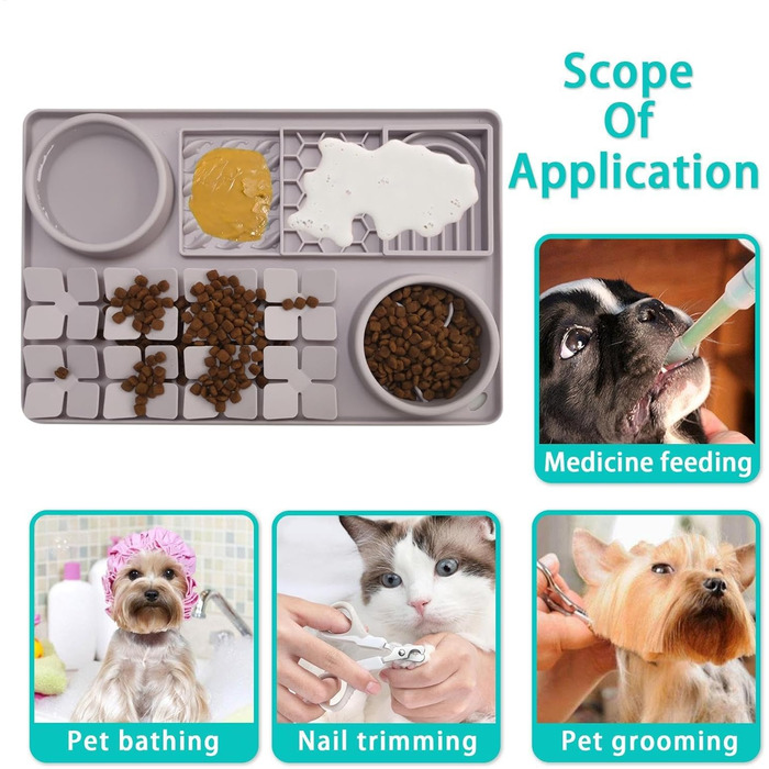 Килимок для повільного годування собак, антистрес, для грумінгу, сірий