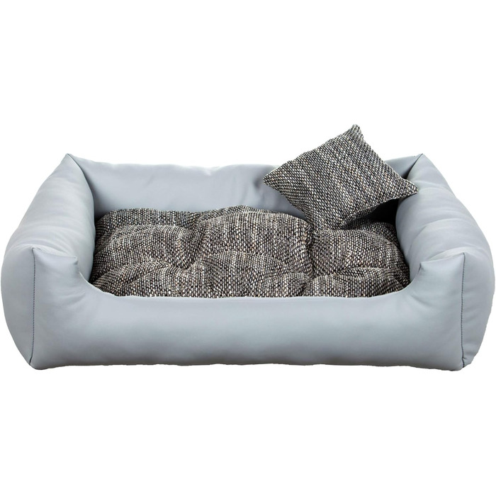 Лягу для собак Gutekissen® з екошкіри: м'яке ліжко-софа для собак, лежанка, подушка, місце для сну - довговічні матеріали, висока якість (M - 80x65, світло-сірий)