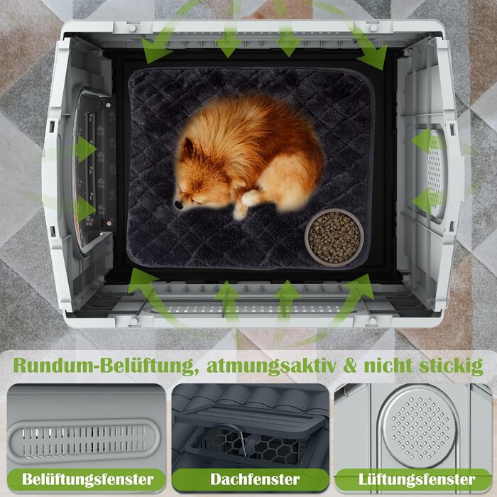 NAIZY Будинок для собак з дахом-люком, 80x71 см, PP, для внутрішнього та зовнішнього використання, зимостійкий, вентильований, XL