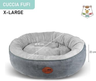 Ліжко для собак та котів Fufi Grey, кругле, велике (⌀ 81 см), з м'якими краями, неслизьке, знімне, машинне прання
