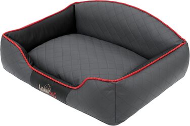 Лежак для собак Hobbydog Elite XXL, штучна шкіра, сірий/чорний, 110x85x30 см