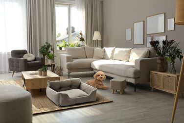 Ліжко для собак Benetton, коричневе, 90x70x28 см, ергономічне, знімний чохол