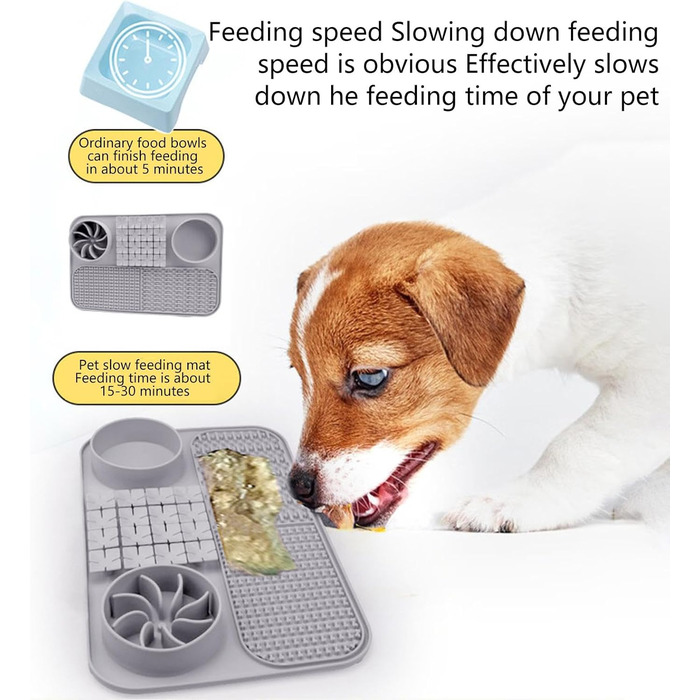 Килимок для лизання собак, коврик для іграшок, сірий | 38.5 x 15 x 2.5 см