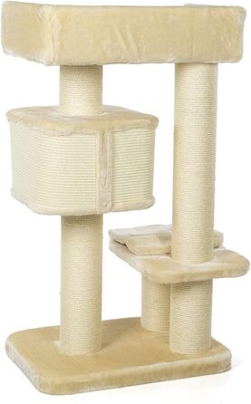 Дряпак для котів CanadianCat Portland - великі сизалеві стовпчики для великих котів, бежевий, 69x47x124 см