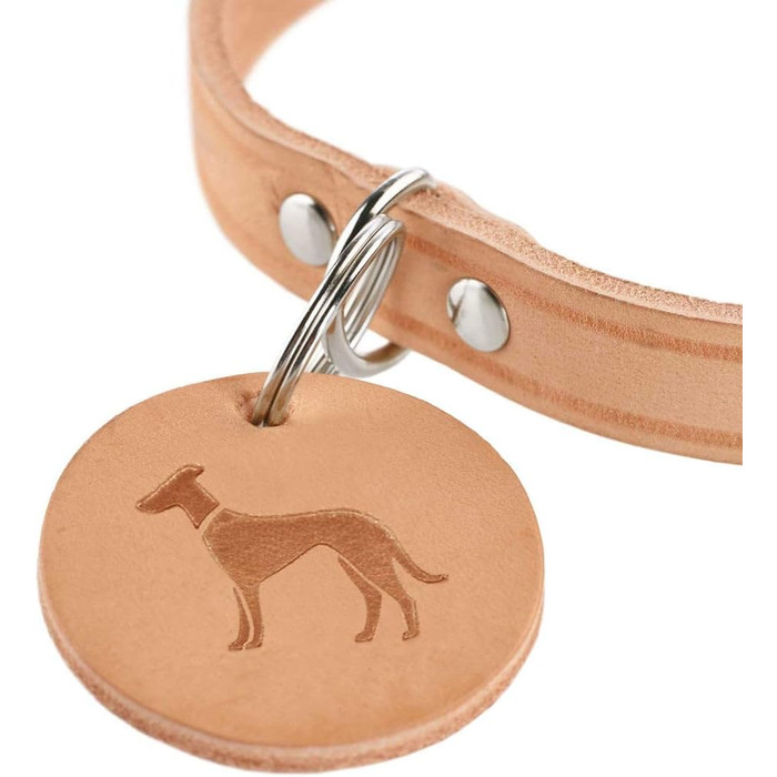 Нашийник для собак HUNTER AALBORG, колір: коньяк, міцне шкіряне обплетення, ідеальний для спорту та повсякденного використання, з шкіряним брелоком, Made in Germany, розмір 37 коньяк 37