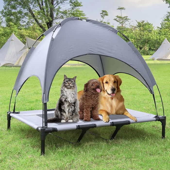 Крісло-ліжко для собак з балдахіном, лежанка для котів та собак, вуличне/домашнє, 76x61x76 см (M) / 122x92x102 см (XL)