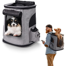 Mobiclinic® Pets: Сучасна переноска-рюкзак для котів та собак, 30x25x40 см, Thor, складна, з сіткою, аксесуари, подвійний хват, регульована