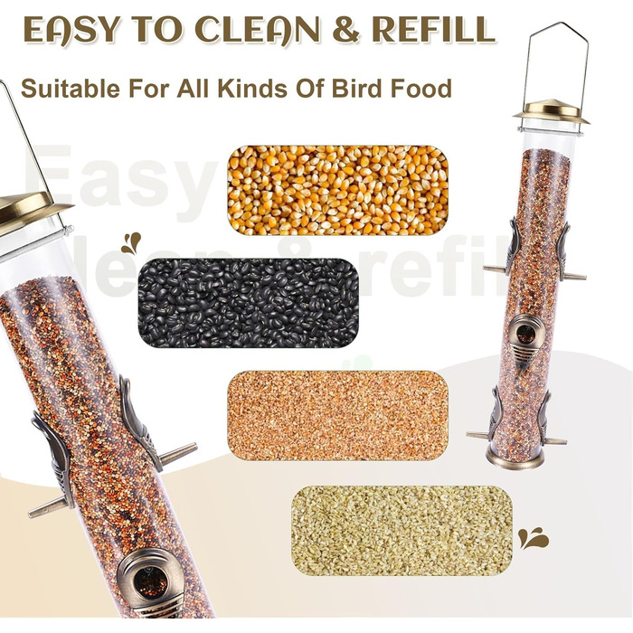 Годівниця для птахів Mixxidea з металевої труби, для зовнішнього використання, 6 гнізд, бронзова