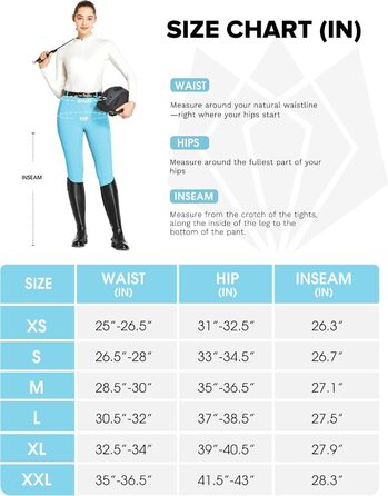 Легінси для верхової їзди FitT4 Port Reitlegging для жінок та дівчаток з кишенею для телефону та петлями для ременя (Світло-блакитний, XS)
